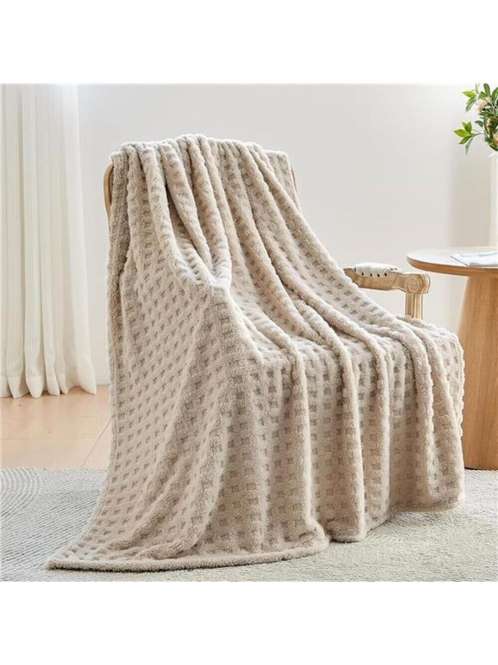 Super Soft Throw Blanket Flannel Fleece Lightweight Waffle Checkered All Season